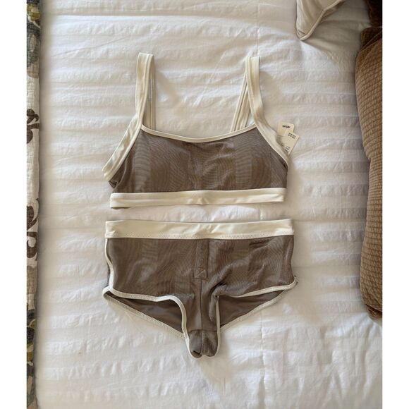 aerie Other - Aerie Brown and Cream Retro Bikini Set